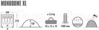 Палатка High Peak Monodome XL / 10164 (синий/серый)