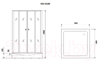 Душевой уголок Niagara NG-0180-14 80x80x195