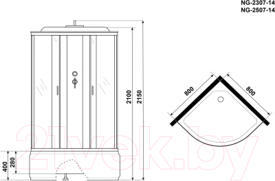 Душевая кабина Niagara NG-2307-14 80x80x215