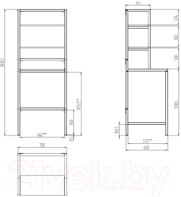 Стеллаж Millwood Венеция 70x60x181.8