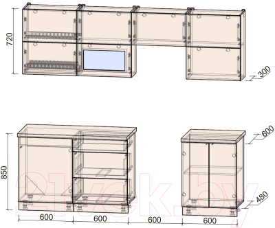 Готовая кухня Интерлиния Мила Матте 2.4 Б