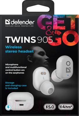 Беспроводные наушники Defender Twins 905 / 63906