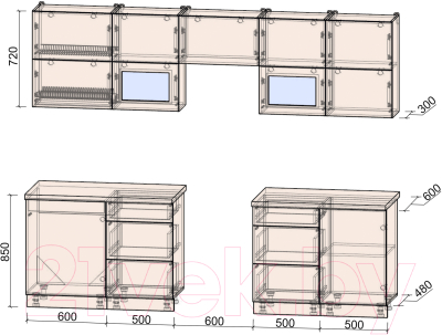 Готовая кухня Интерлиния Мила Матте 2.7 Б