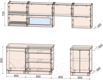 Готовая кухня Интерлиния Мила Матте 2.6 Б