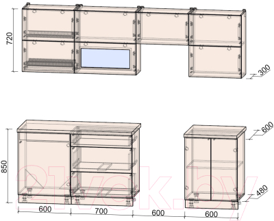 Готовая кухня Интерлиния Мила Матте 2.5 Б