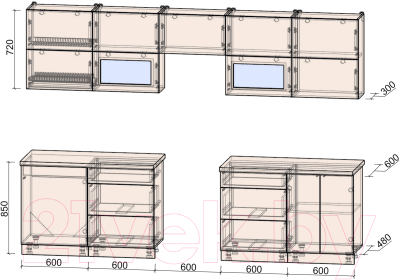 Готовая кухня Интерлиния Мила Матте 3.0 Б