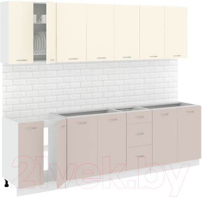 Готовая кухня Кортекс-мебель Корнелия Лира 2.6 без столешницы - фото