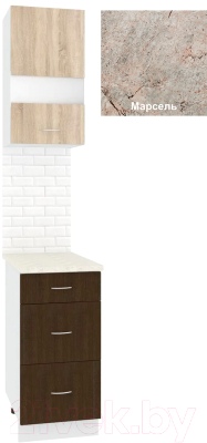 Комплект кухонных модулей Кортекс-мебель Корнелия Экстра 40р3ш правый - фото