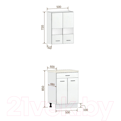 Комплект кухонных модулей Кортекс-мебель Корнелия Экстра 50р1ш2д