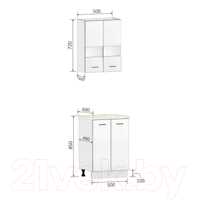 Комплект кухонных модулей Кортекс-мебель Корнелия Экстра 50р2д