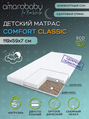 Матрас в кроватку Amarobaby Comfort Classic 59x119х7