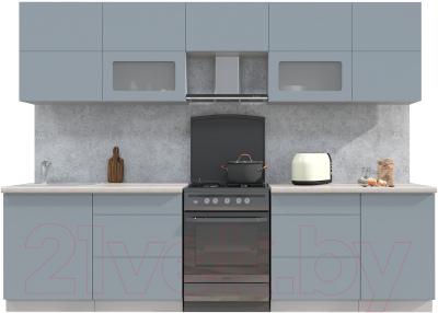 Готовая кухня Интерлиния Мила Матте 2.9 Б - фото