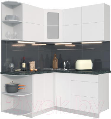 Готовая кухня Интерлиния Мила Матте 1.5x1.6 А левая - фото