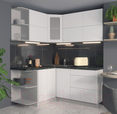 Готовая кухня Интерлиния Мила Матте 1.5x1.7 А левая