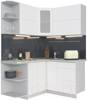 Готовая кухня Интерлиния Мила Матте 1.5x1.4 А левая - фото