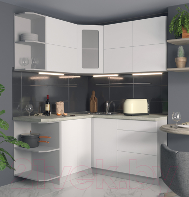 Готовая кухня Интерлиния Мила Матте 1.5x1.4 А левая