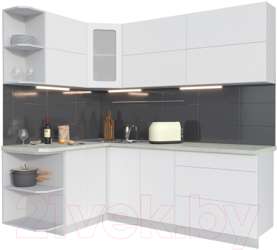 Готовая кухня Интерлиния Мила Матте 1.5x2.2 А левая - фото