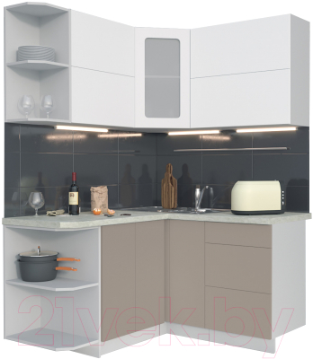 Готовая кухня Интерлиния Мила Матте 1.5x1.4 А левая - фото