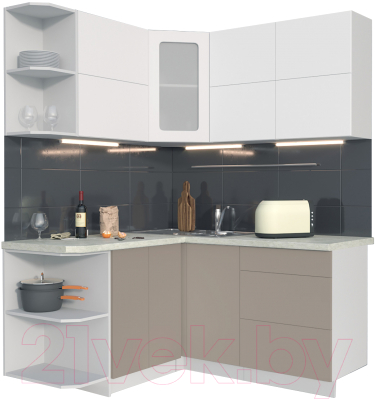 Готовая кухня Интерлиния Мила Матте 1.5x1.6 А левая - фото