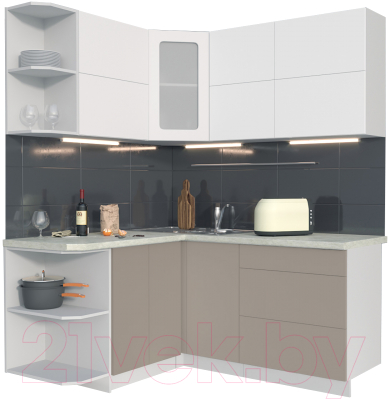 Готовая кухня Интерлиния Мила Матте 1.5x1.7 А левая - фото