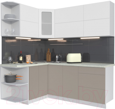 Готовая кухня Интерлиния Мила Матте 1.5x2.0 А левая - фото