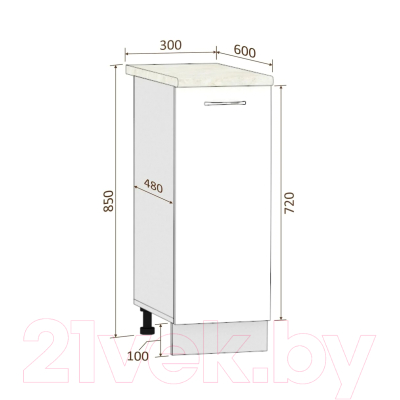 Шкаф-стол кухонный Кортекс-мебель Корнелия Лира НШ30р