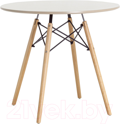 Обеденный стол Stool Group Eames D80 / Z-231 66016 (бежевый/дерево) - фото