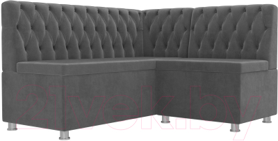 Уголок кухонный мягкий Лига Диванов Мирта 262 правый / 107591 (велюр, серый) - фото