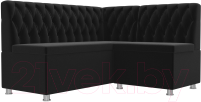 Уголок кухонный мягкий Лига Диванов Мирта 262 правый / 107601 (микровельвет, черный) - фото