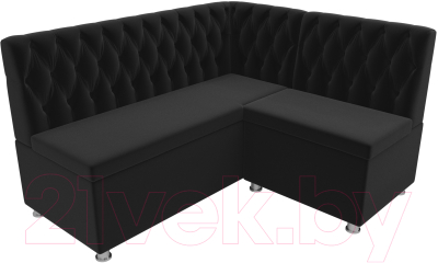 Уголок кухонный мягкий Лига Диванов Мирта 262 правый / 107601 (микровельвет, черный)