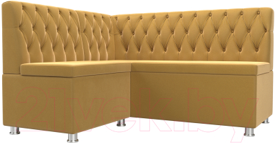Уголок кухонный мягкий Лига Диванов Мирта 262 левый / 107595 (микровельвет, желтый) - фото