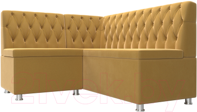 Уголок кухонный мягкий Лига Диванов Мирта 262 левый / 107595 (микровельвет, желтый)