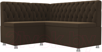 Уголок кухонный мягкий Лига Диванов Мирта 262 левый / 107598 (микровельвет, коричневый) - фото