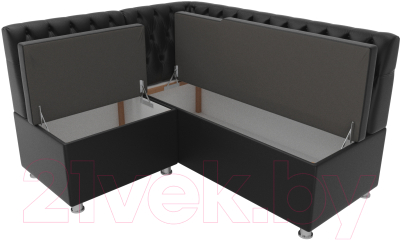 Уголок кухонный мягкий Лига Диванов Мирта 262 левый / 107608 (экокожа, черный)