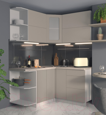 Готовая кухня Интерлиния Мила Матте 1.5x1.4 А левая