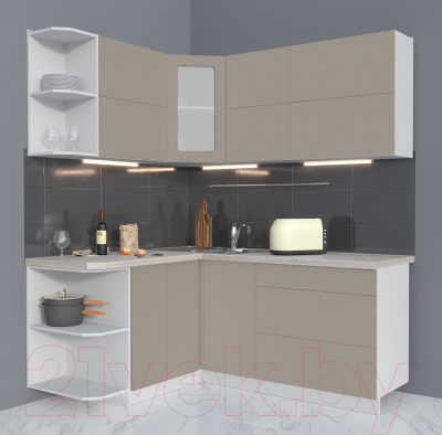 Готовая кухня Интерлиния Мила Матте 1.5x1.6 А левая