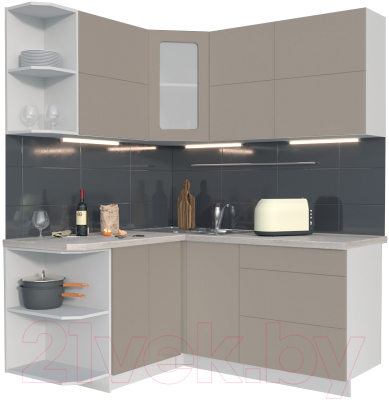 Готовая кухня Интерлиния Мила Матте 1.5x1.7 А левая - фото