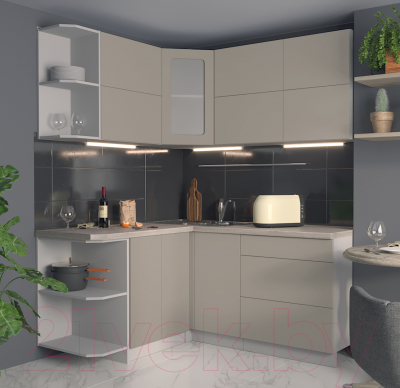 Готовая кухня Интерлиния Мила Матте 1.5x1.7 А левая