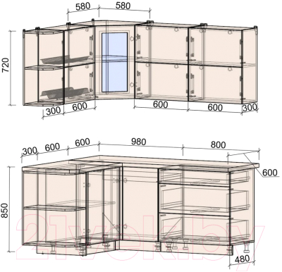 Готовая кухня Интерлиния Мила Матте 1.5x1.8 А левая