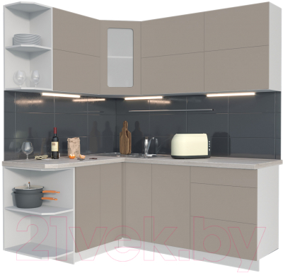 Готовая кухня Интерлиния Мила Матте 1.5x1.9 А левая - фото