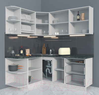 Готовая кухня Интерлиния Мила Матте 1.5x1.9 А левая