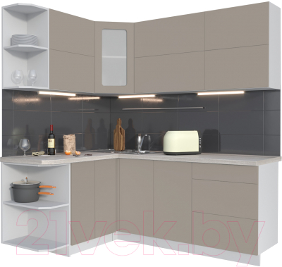 Готовая кухня Интерлиния Мила Матте 1.5x2.0 А левая - фото