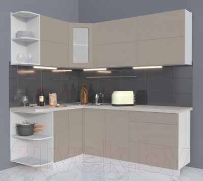 Готовая кухня Интерлиния Мила Матте 1.5x2.1 А левая