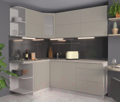 Готовая кухня Интерлиния Мила Матте 1.5x2.1 А левая