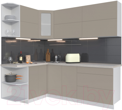 Готовая кухня Интерлиния Мила Матте 1.5x2.2 А левая - фото
