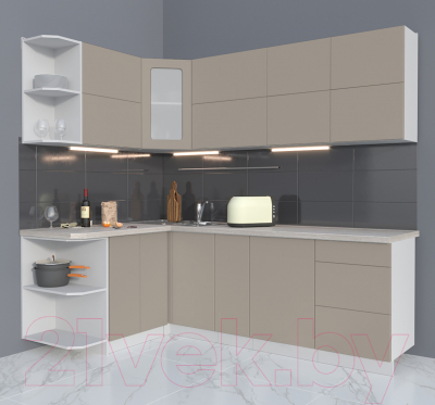 Готовая кухня Интерлиния Мила Матте 1.5x2.3 А левая
