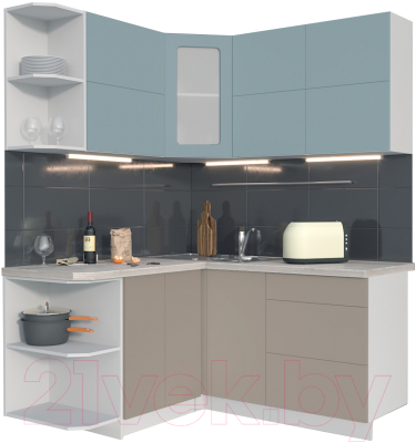 Готовая кухня Интерлиния Мила Матте 1.5x1.6 А левая - фото