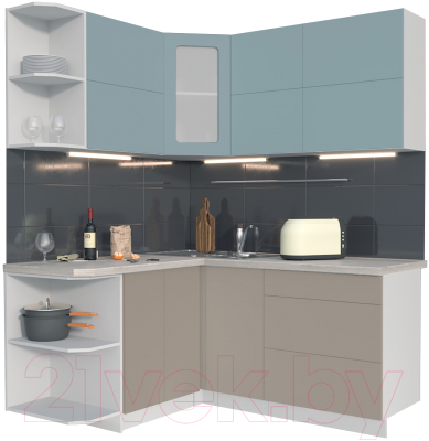 Готовая кухня Интерлиния Мила Матте 1.5x1.7 А левая - фото