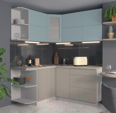 Готовая кухня Интерлиния Мила Матте 1.5x1.7 А левая