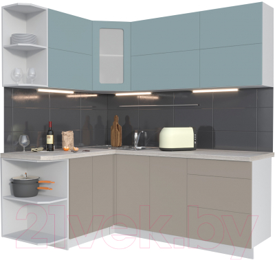 Готовая кухня Интерлиния Мила Матте 1.5x2.0 А левая - фото